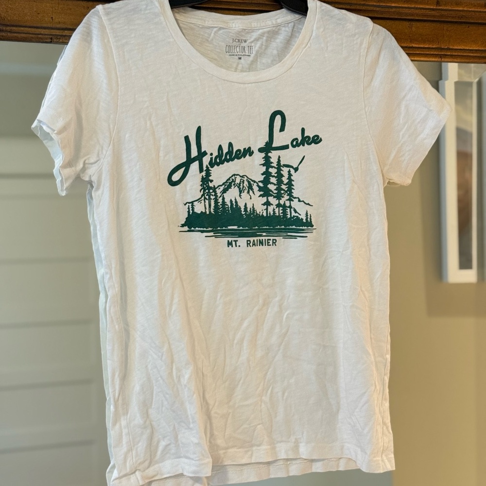 J. Crew White Tee with Green Graphic
